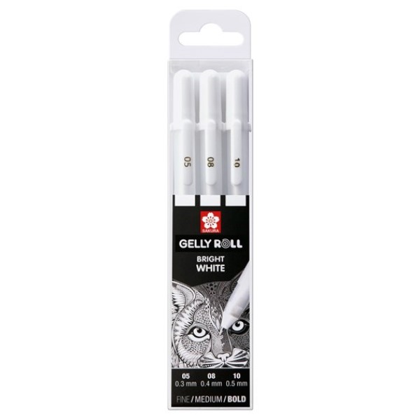 Sakura Gelly Roll 05-08-10 - Gelpennen Wit - Set à 3 stuks