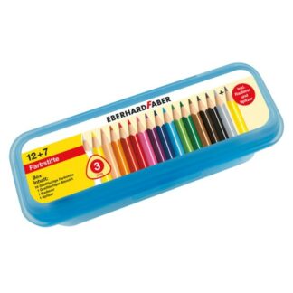 Eberhard Faber Kleurpotloden 12+7 Blauw Transparant Box